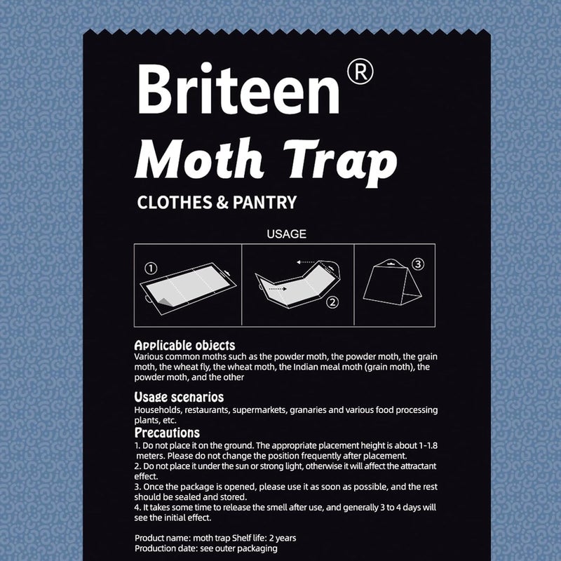 Briteen 10 Pack Pantry Moth Traps Safe and Effective for Food and Clothing- Glue Traps with Pheromones for Wool Closet Carpet Food and Cupboard - Image 3